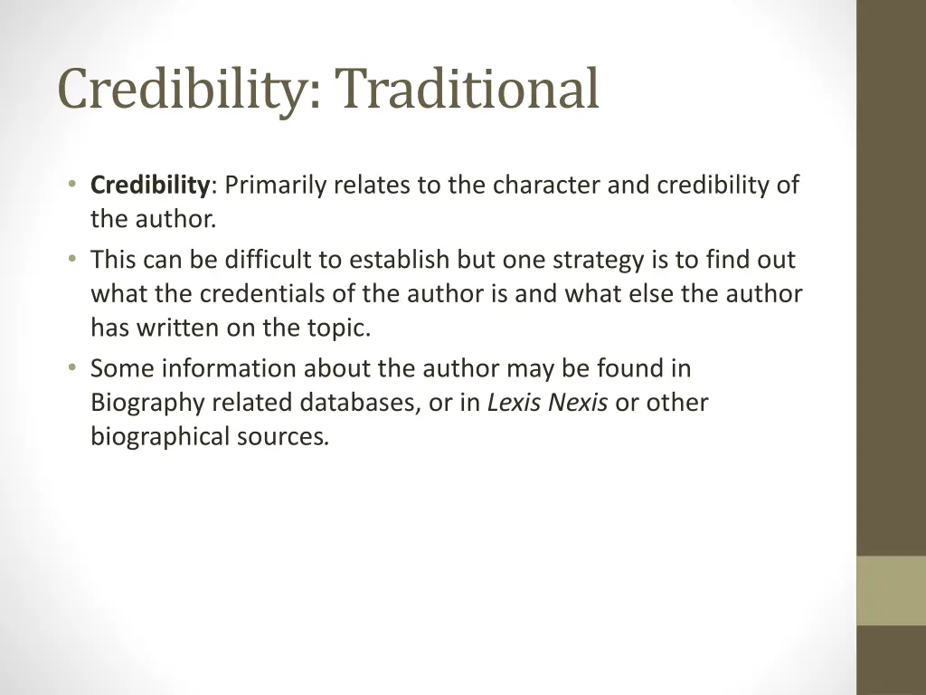 credibility traditional