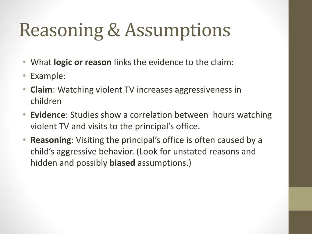 reasoning assumptions