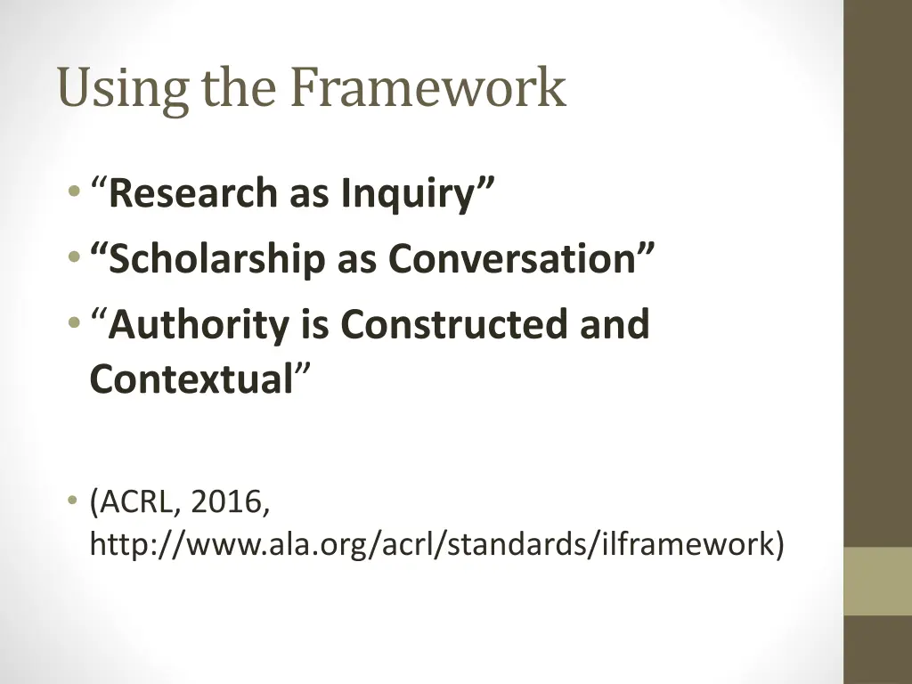 using the framework