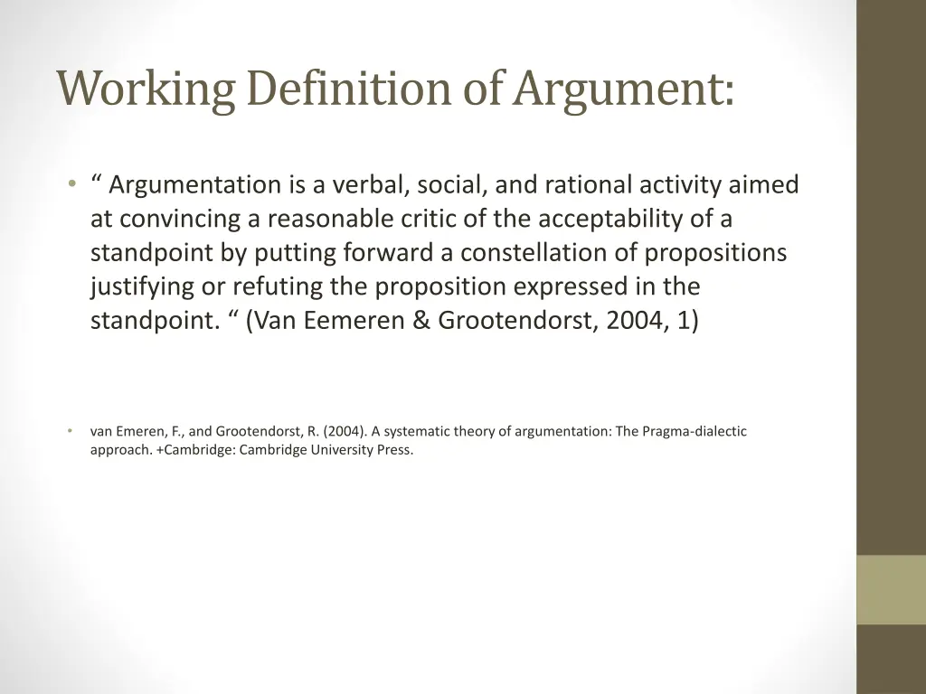working definition of argument