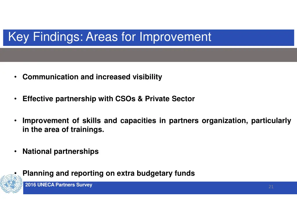 key findings areas for improvement
