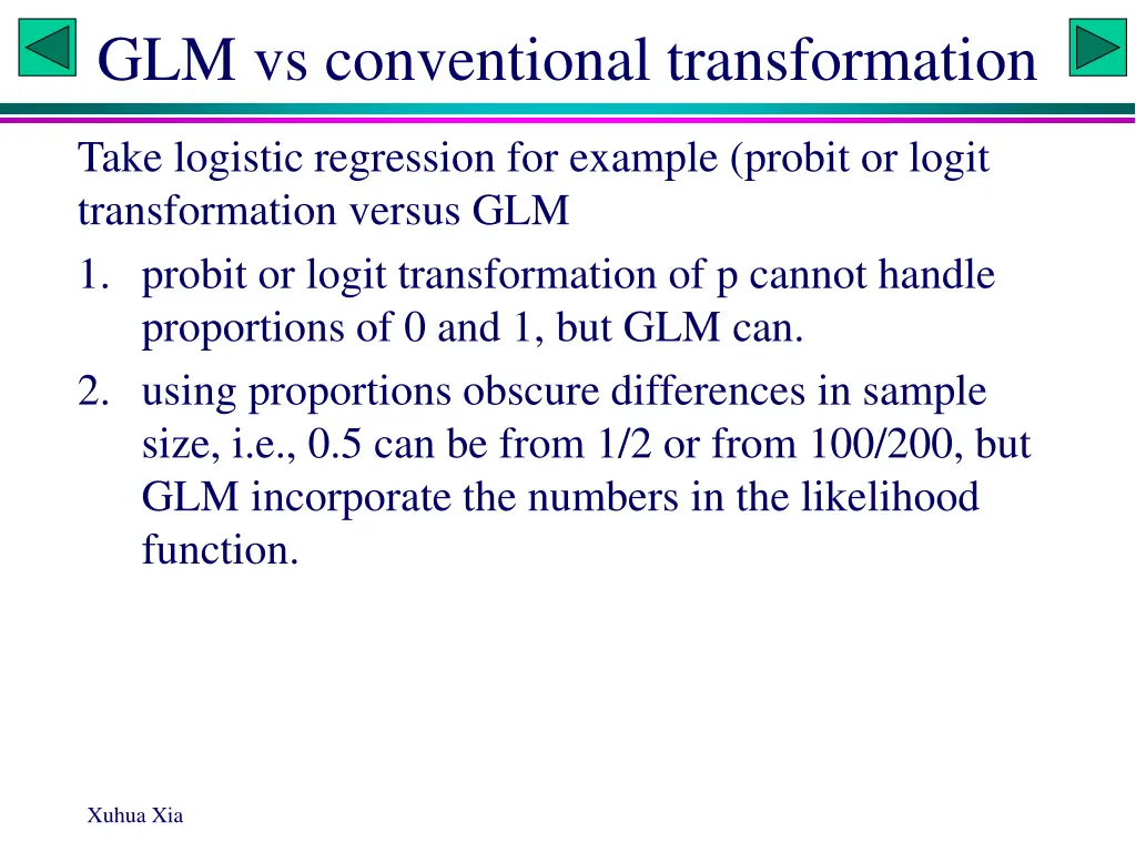 glm vs conventional transformation