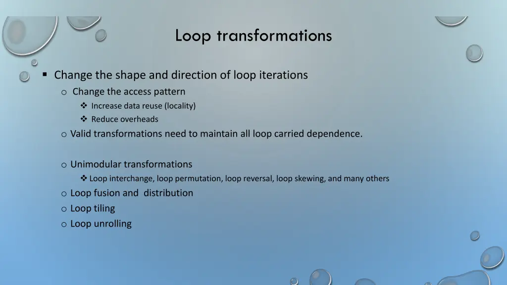 loop transformations