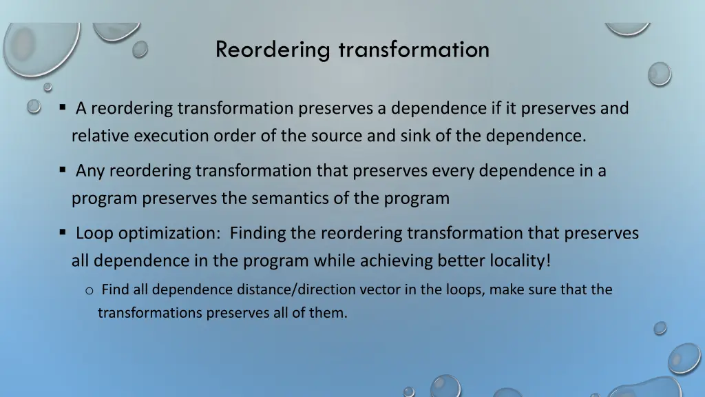 reordering transformation