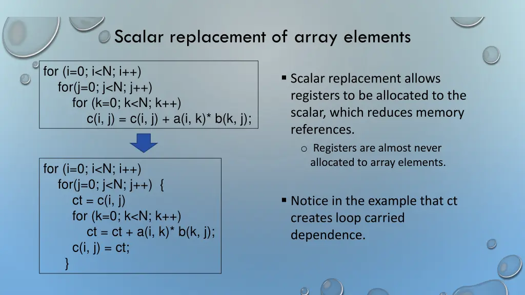 scalar replacement of array elements