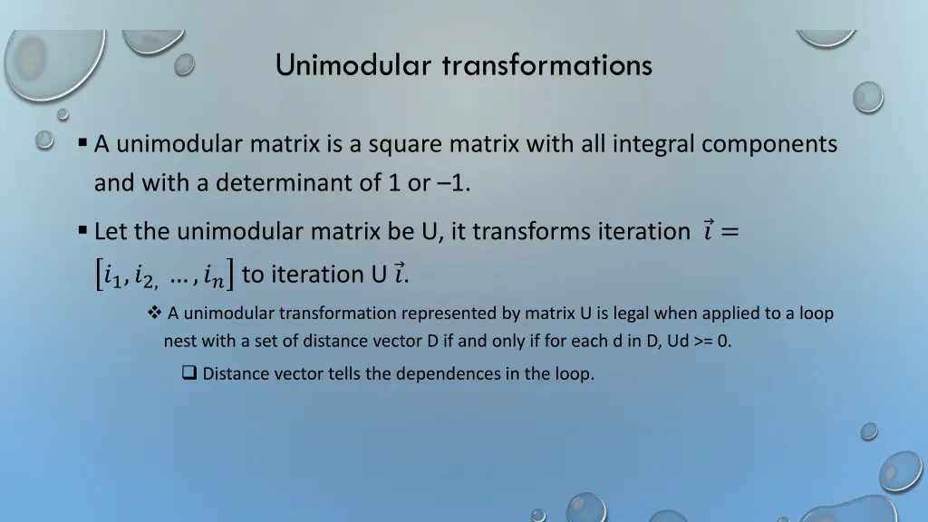 unimodular transformations