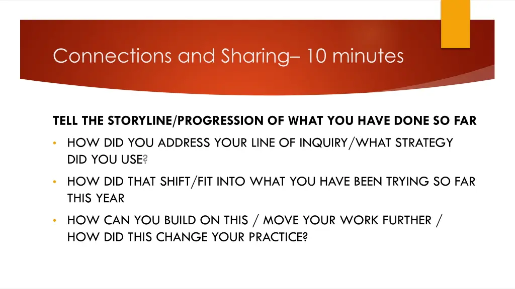 connections and sharing 10 minutes
