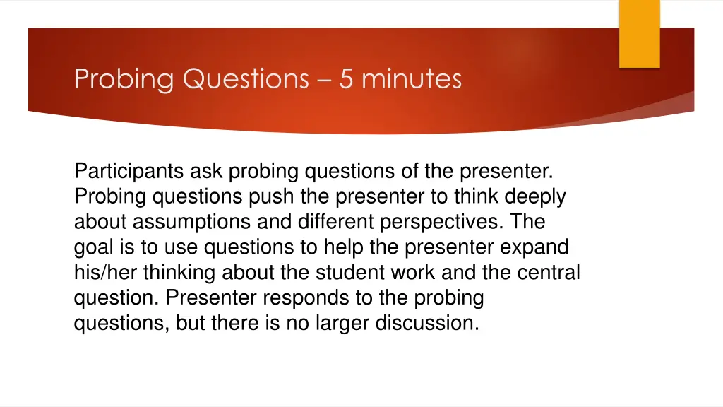 probing questions 5 minutes