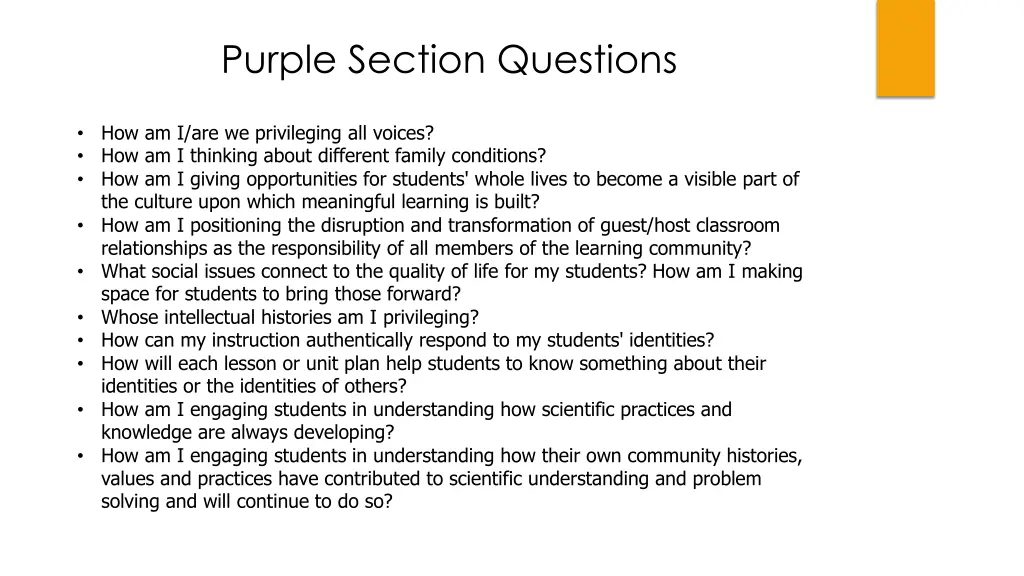purple section questions