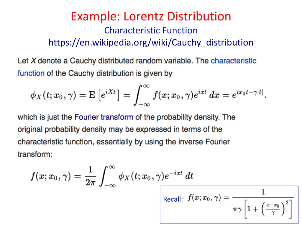 example lorentz distribution characteristic