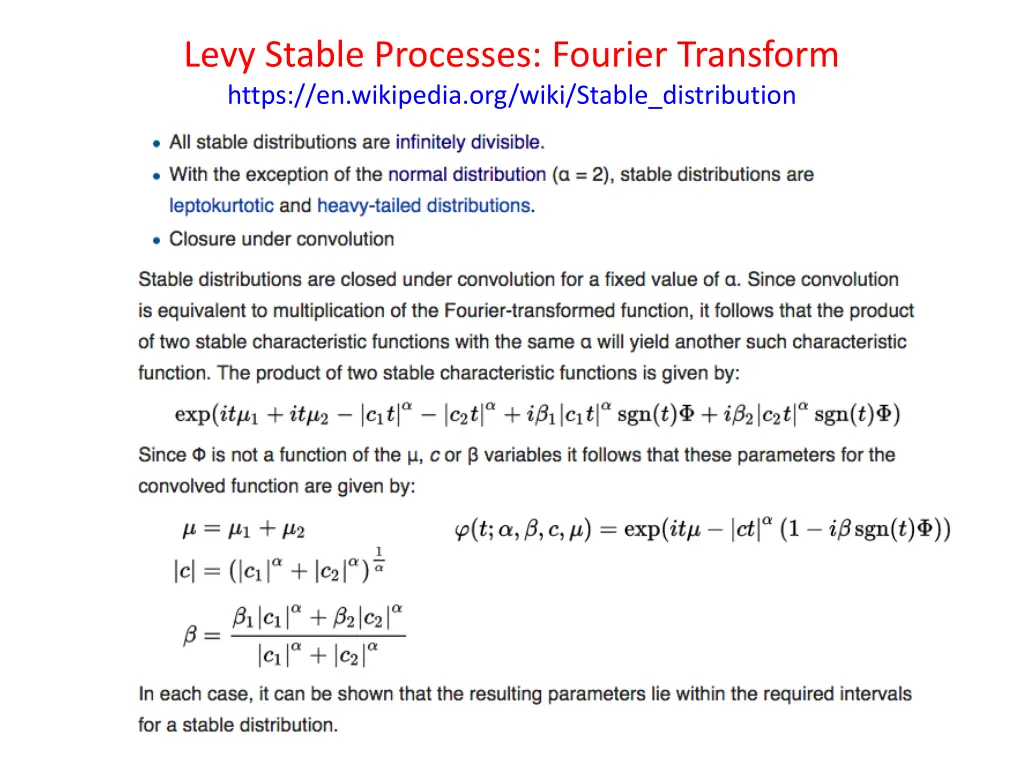 levy stable processes fourier transform https