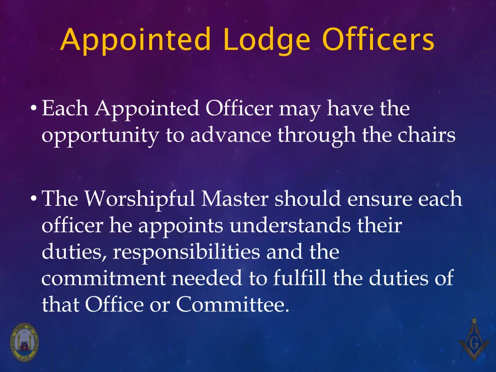 appointed lodge officers