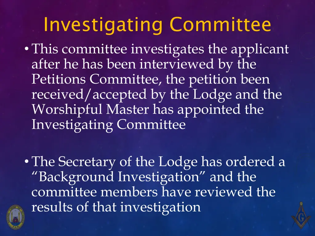 investigating committee this committee