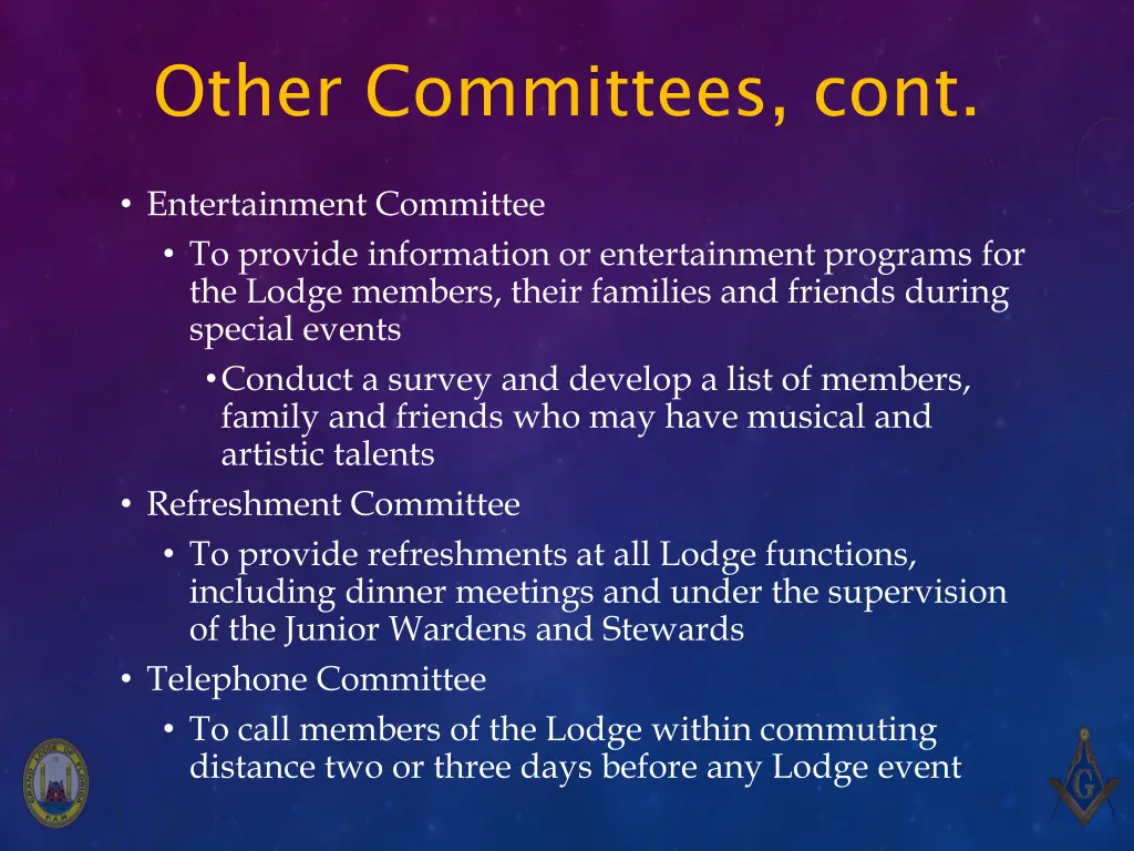 other committees cont