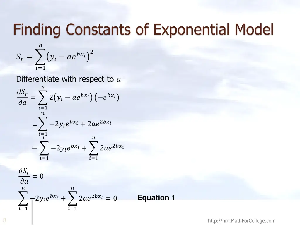 finding constants of exponential model 1