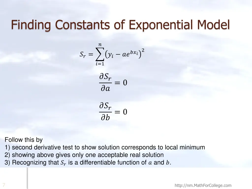 finding constants of exponential model