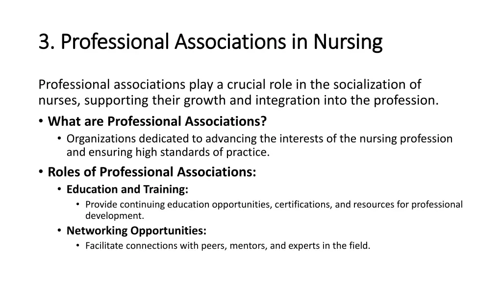 3 professional associations in nursing