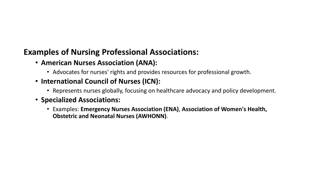 examples of nursing professional associations