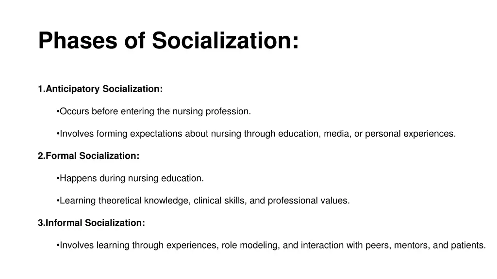 phases of socialization