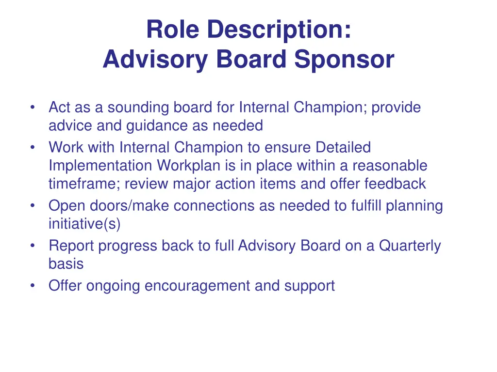 role description advisory board sponsor