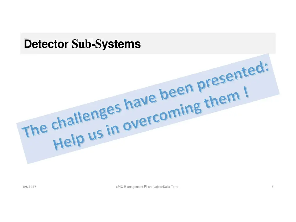 detector sub s ystems