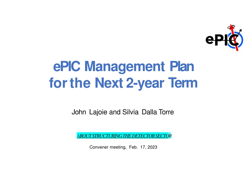 epic management plan forthe next 2 year