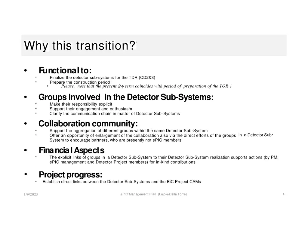 why this transition