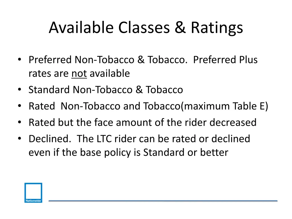 available classes ratings