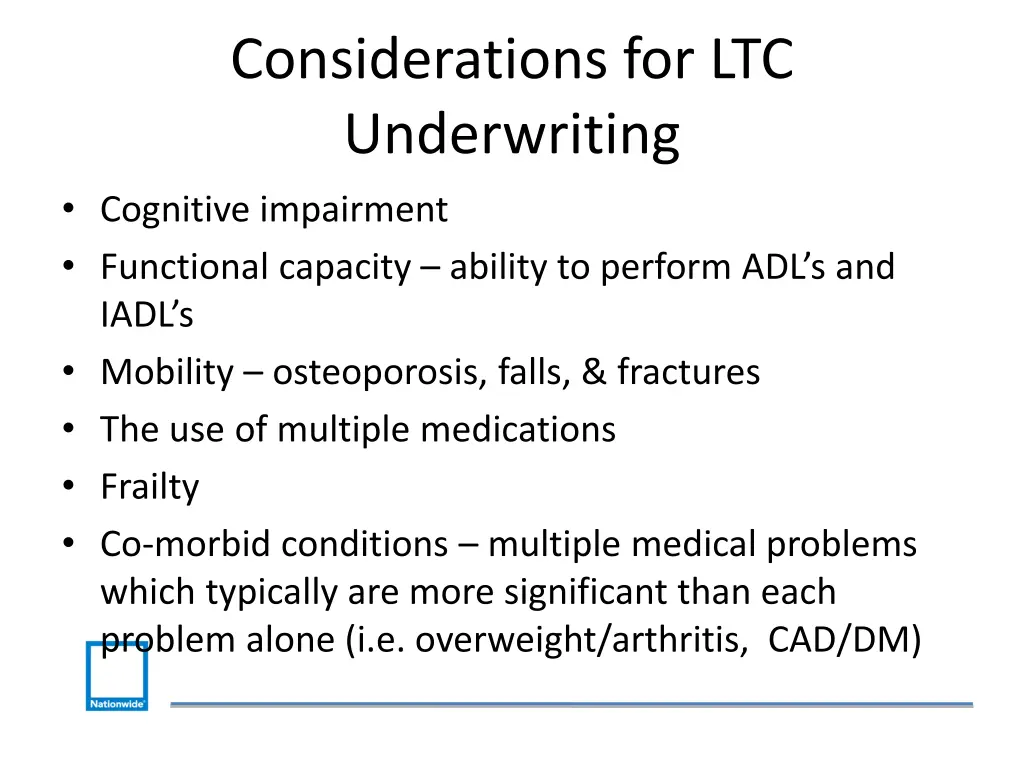considerations for ltc underwriting cognitive