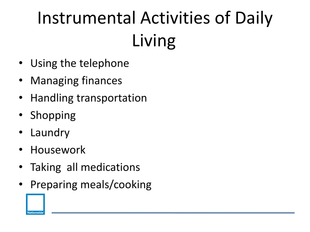 instrumental activities of daily living using
