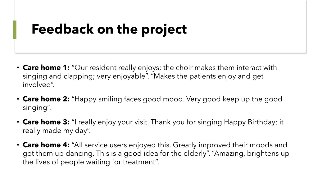 feedback on the project