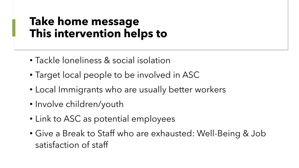 take home message this intervention helps to