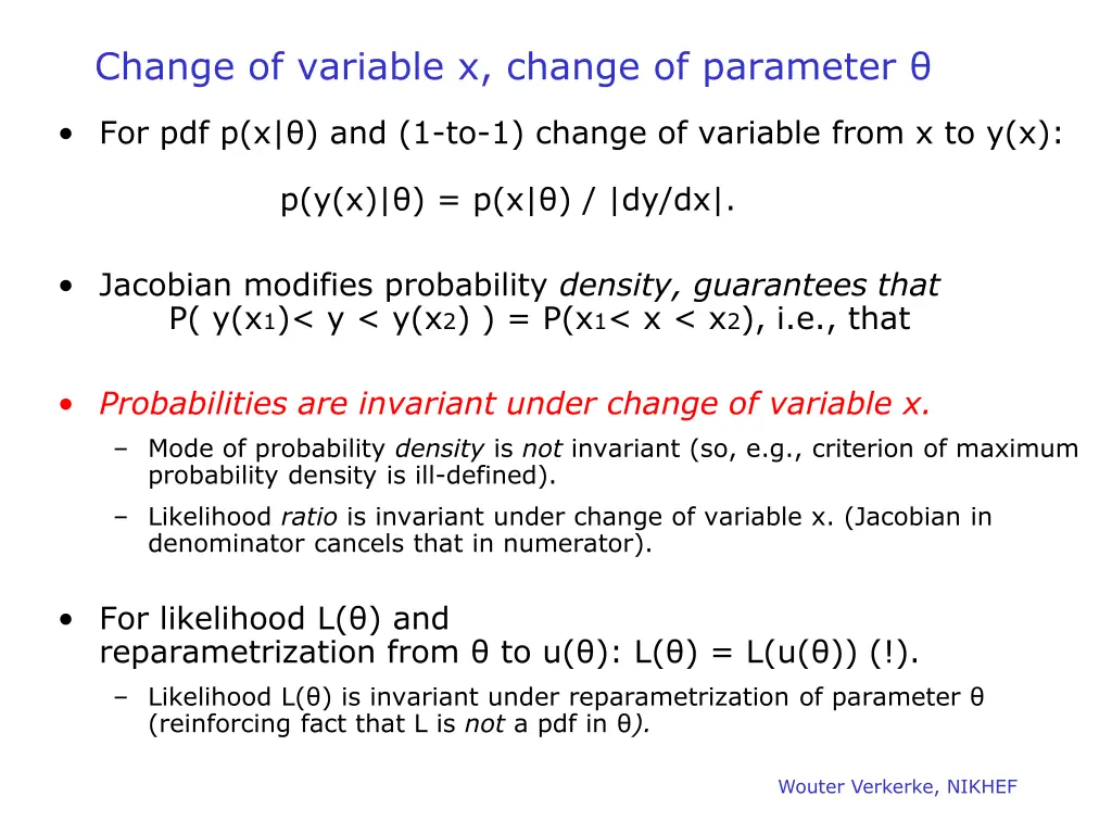 change of variable x change of parameter