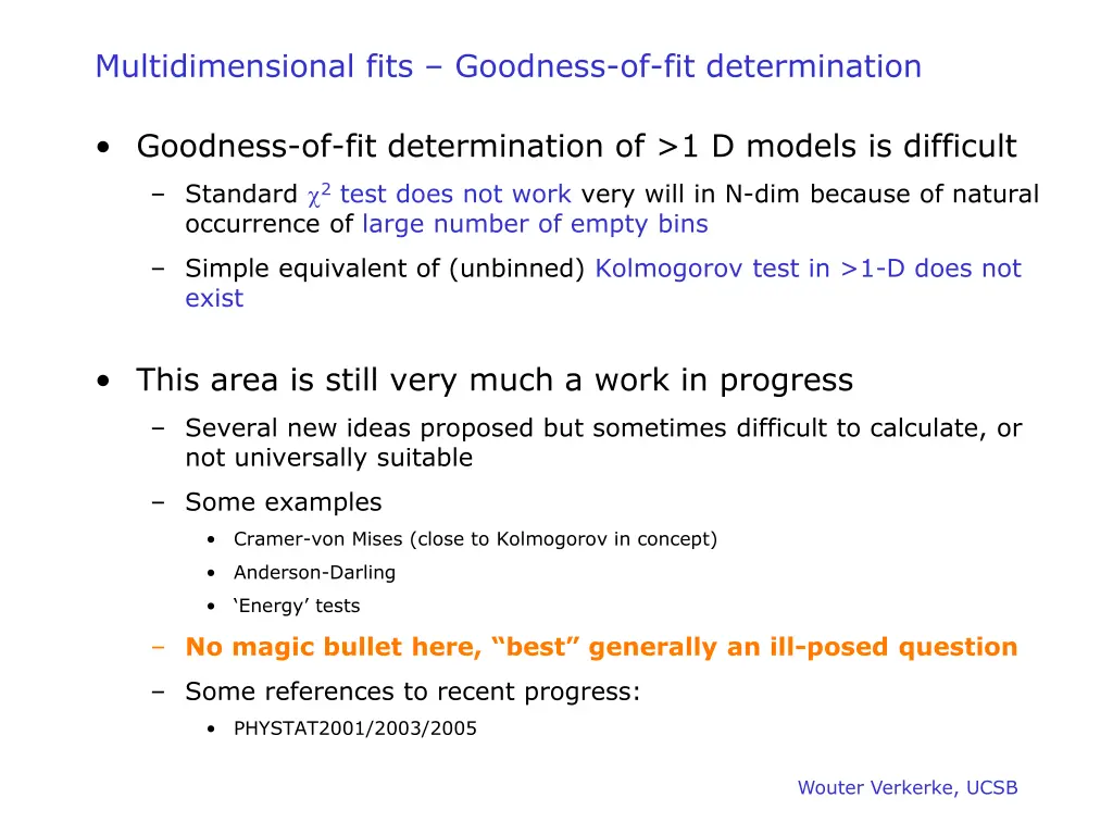 multidimensional fits goodness