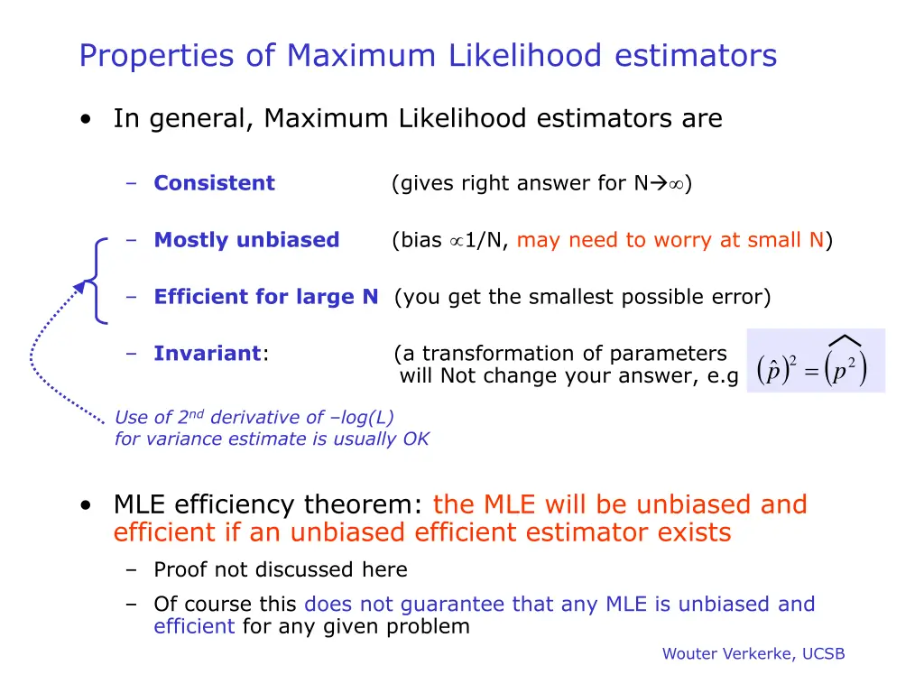 properties of maximum likelihood estimators