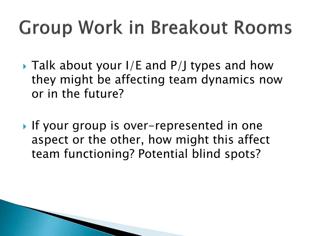 talk about your i e and p j types and how they