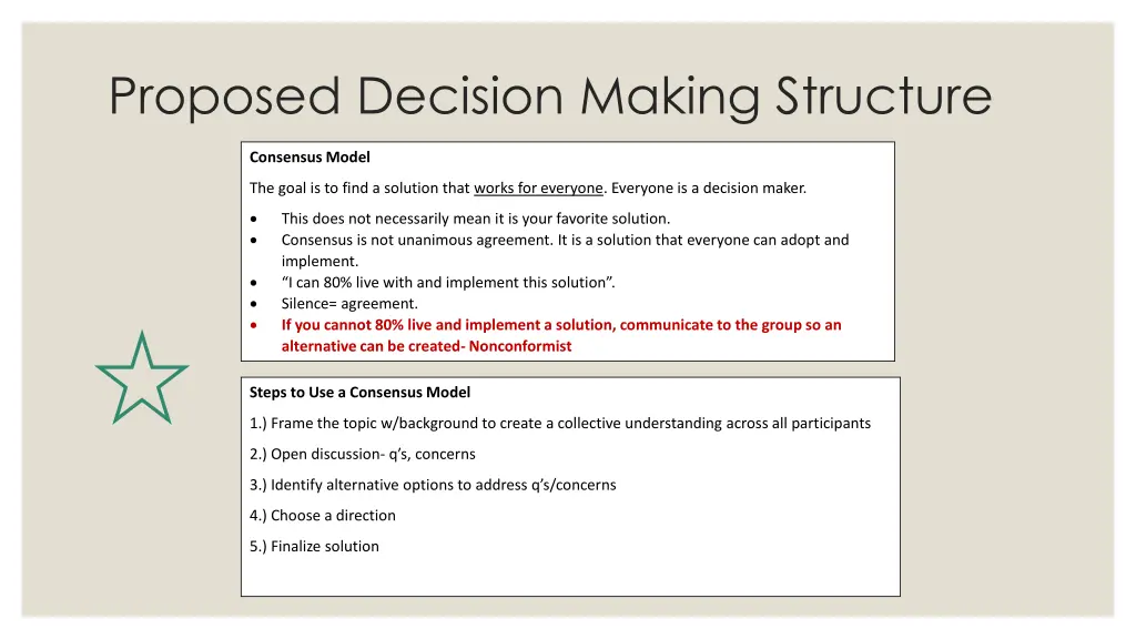 proposed decision making structure