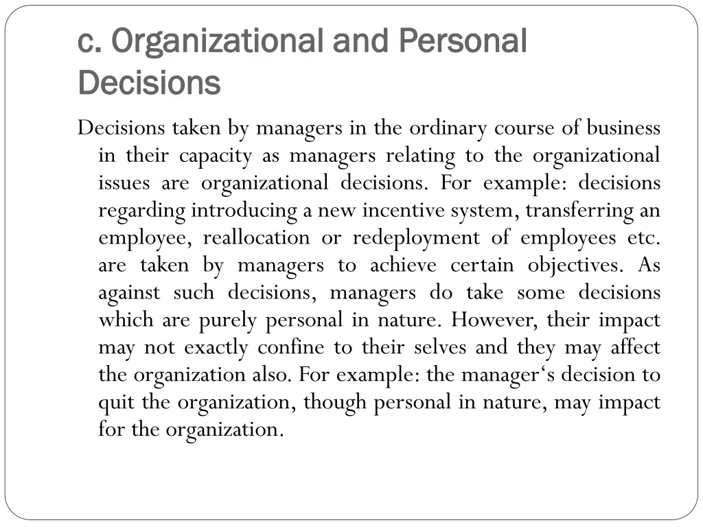 c organizational and personal c organizational