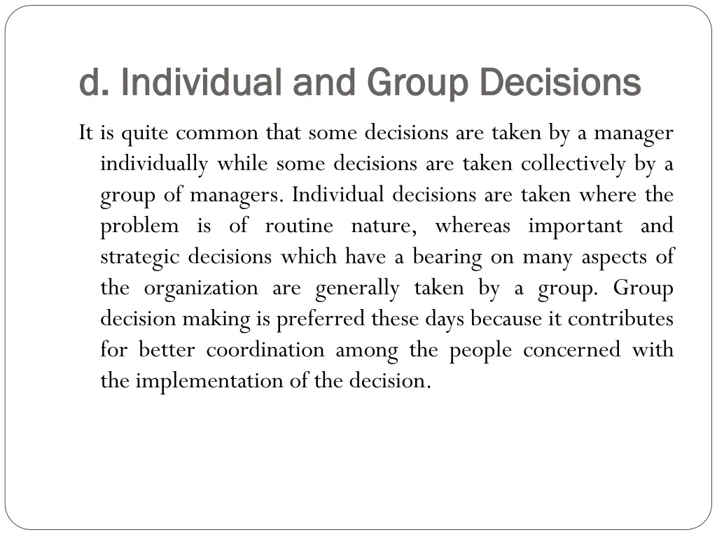 d individual and group decisions d individual
