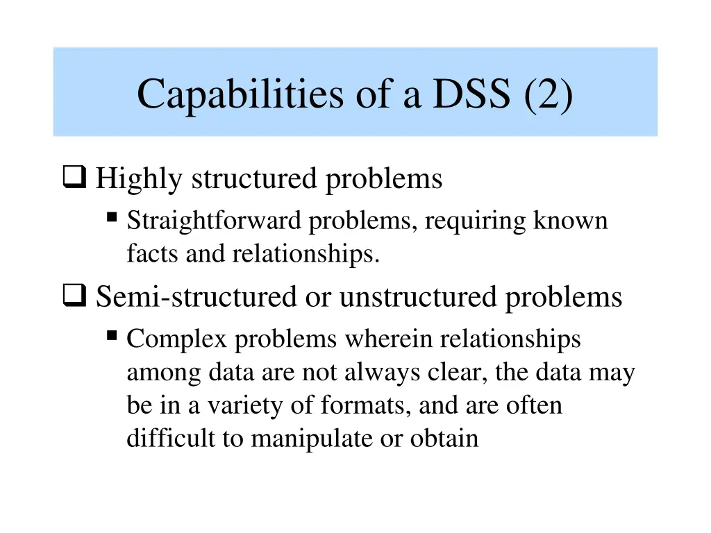 capabilities of a dss 2