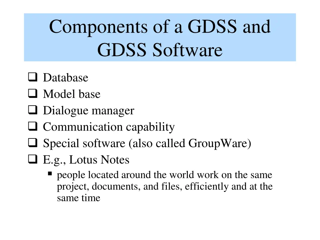 components of a gdss and gdss software