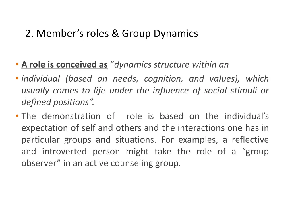 2 member s roles group dynamics