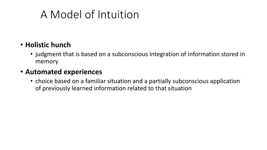 a model of intuition 1