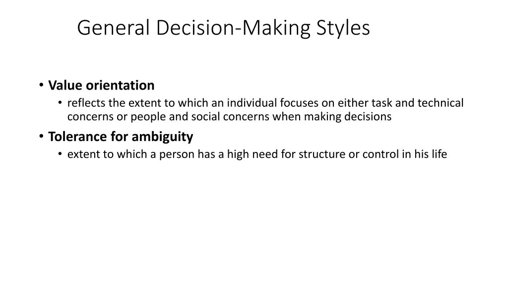 general decision making styles