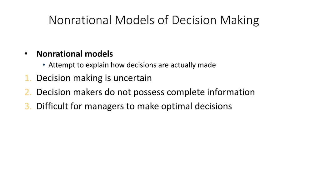 nonrational models of decision making