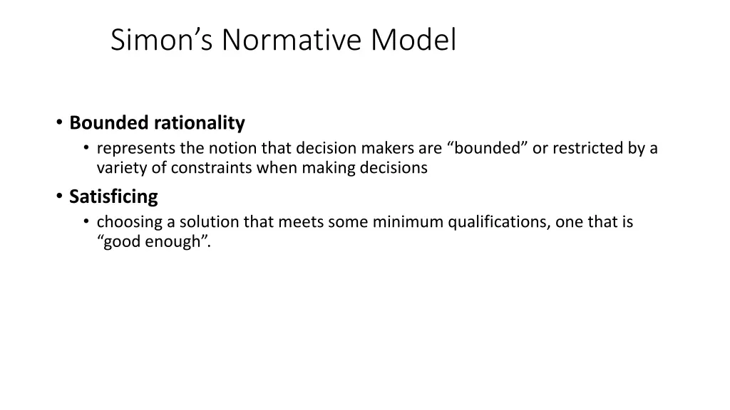 simon s normative model