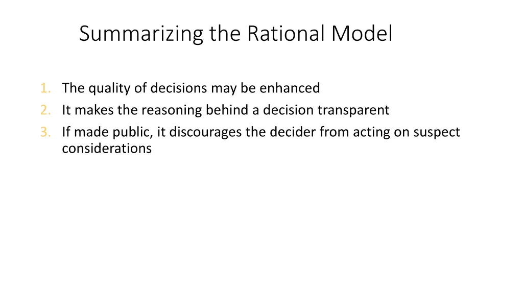 summarizing the rational model