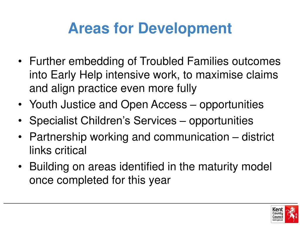 areas for development