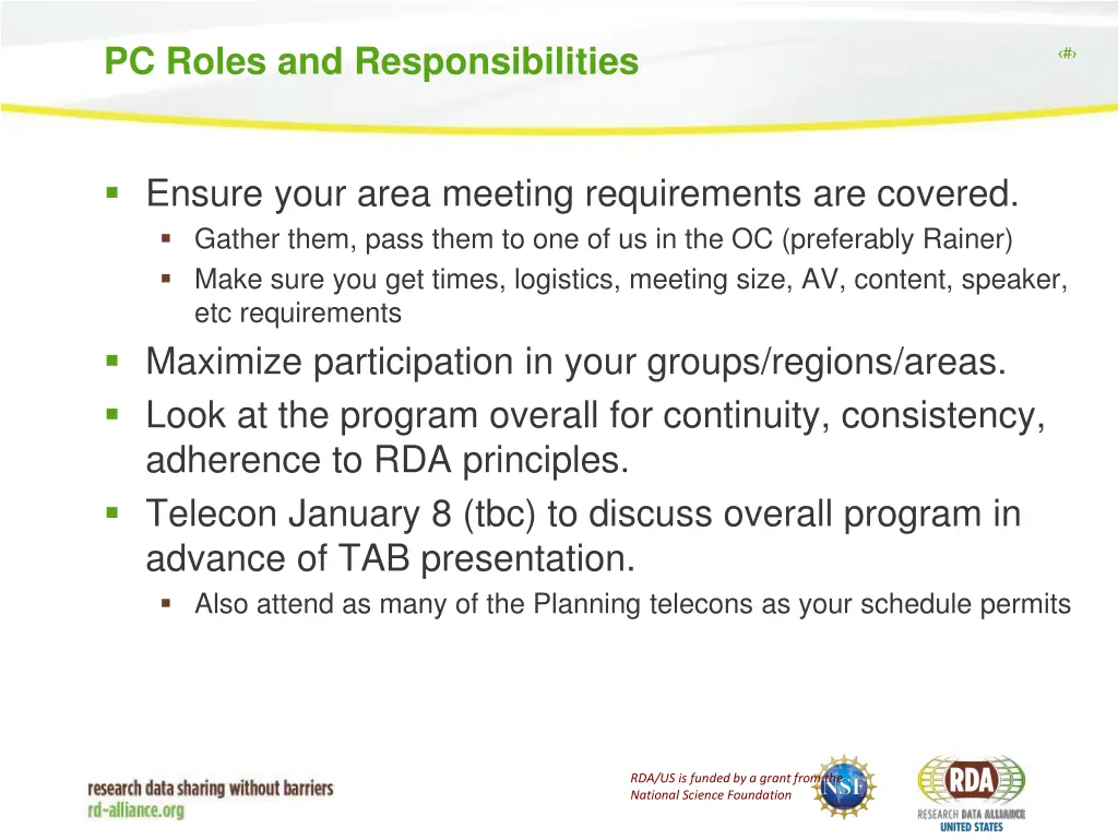pc roles and responsibilities