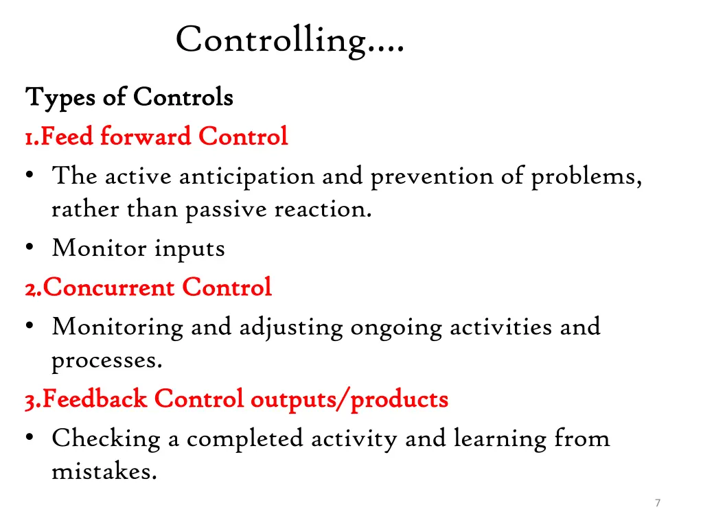 controlling